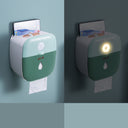 Self-Adhesive Wall-Mounted Tissue Box with Induction LED Night Light – Waterproof Bathroom Organizer | Bentalia Home