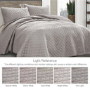 Reversible King Size Quilt Set, 3-Piece Lightweight Quilts Soft Bedspreads Bed Coverlets, Light Grey