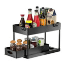 2-Tier Under Sink Organizer with Sliding Baskets & Hooks, Bathroom & Kitchen Storage Rack | Bentalia Home