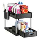 2-Tier Under Sink Organizer with Sliding Baskets & Hooks, Bathroom & Kitchen Storage Rack | Bentalia Home