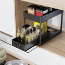 2-Tier Under Sink Organizer with Sliding Baskets & Hooks, Bathroom & Kitchen Storage Rack | Bentalia Home