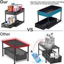 2-Tier Under Sink Organizer with Sliding Baskets & Hooks, Bathroom & Kitchen Storage Rack | Bentalia Home