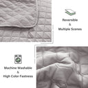 Reversible King Size Quilt Set, 3-Piece Lightweight Quilts Soft Bedspreads Bed Coverlets, Light Grey