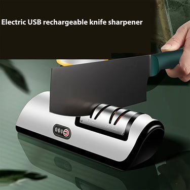 USB Rechargeable Electric Knife Sharpener – 2-Stage with Adjustable Speeds for Ceramic & Steel Blades