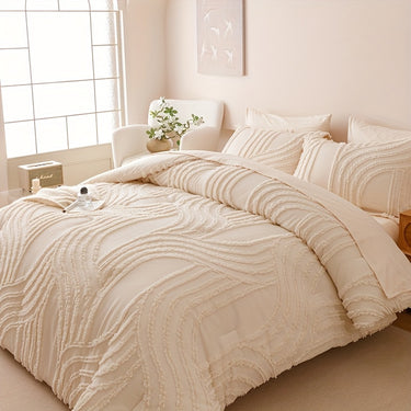 7pcs Luxury Tufted Velvet Comforter, Soft, Lightweight, Breathable, Hypoallergenic Microfiber Bedding - Bed In A Bag