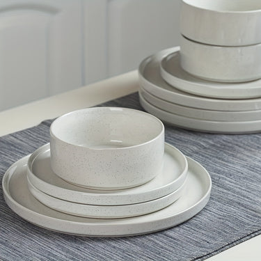 12pcs Plates And Bowls Set, 12pcs Dinnerware Sets, Dishes Set For 4, White