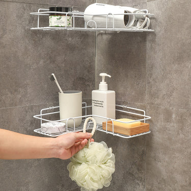 Punch-Free Wrought Iron Bathroom Corner Shelf – Kitchen and Bathroom Storage Rack | Bentalia Home