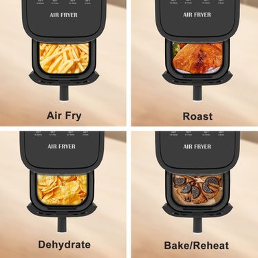 Multi-Function Air Fryer 6-in-1 , 5-Quart Large Capacity With 8 One-Touch Preset Functions - Stainless Steel Rack Basket, Viewing Window, Interior Light