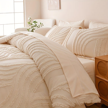 7pcs Luxury Tufted Velvet Comforter, Soft, Lightweight, Breathable, Hypoallergenic Microfiber Bedding - Bed In A Bag