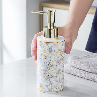 Marble Ceramic Lotion and Shampoo Bottle – Stylish Bathroom Accessory | Bentalia Home