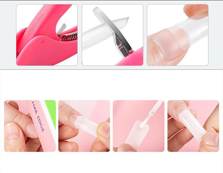 500Pcs French False Nails Kit | Full Cover Acrylic Nails with Tools | Bentalia Home