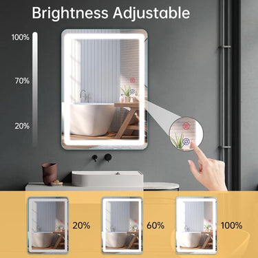 FUNTOUCH 20 × 28 Inch LED Bathroom Vanity Mirror – Lighted, Anti-Fog, Touch Dimming