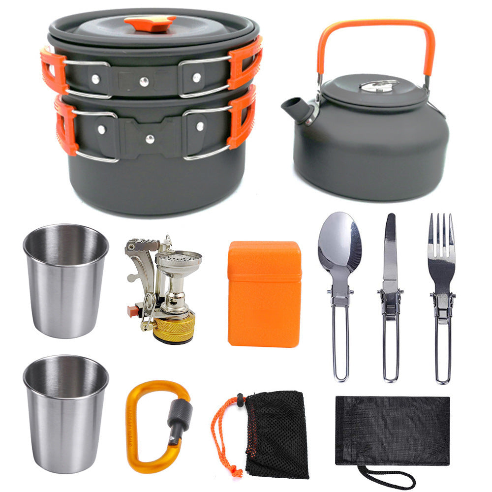 Portable Camping Cooker Stove Set with High-Grade Alumina and Stainless Steel – 2-3 Person Cookware Kit | Bentalia Home