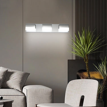 3-Light Modern Chrome Acrylic LED Mirror Headlight – Wall Sconce