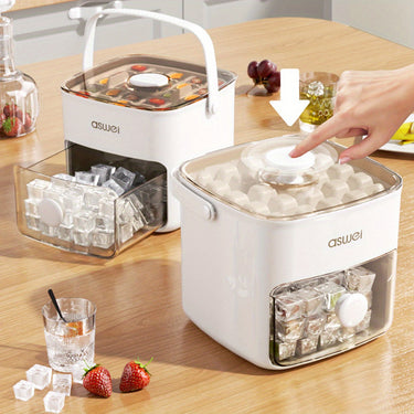 Extra-Large 48-Ice Cube Maker with Easy Glide - Double Layer, Food-Grade Plastic Storage Tray for Refrigerator - Perfect for Whiskey & Cocktails, Essential Kitchen Gadget