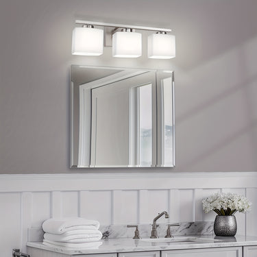 3-Light Vanity Bathroom Lighting Fixture – Matte Black with Milk Glass Shades