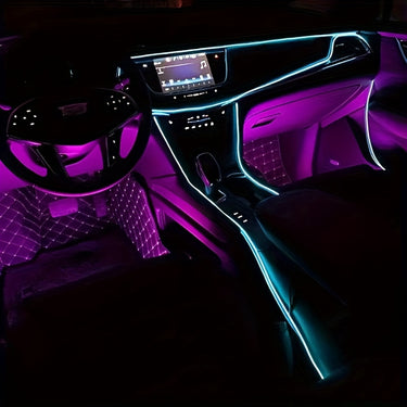 3m/118in Interior Automotive Neon LED Light Strip + Armrest Storage Box – RGB Glow for Console & Dashboard