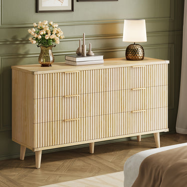 6-Drawer Dresser – Vintage Wood Storage Cabinet for Bedroom, Living Room, Hallway & Closet Organization