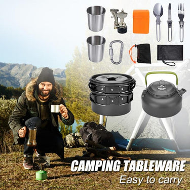 Portable Camping Cooker Stove Set with High-Grade Alumina and Stainless Steel – 2-3 Person Cookware Kit | Bentalia Home