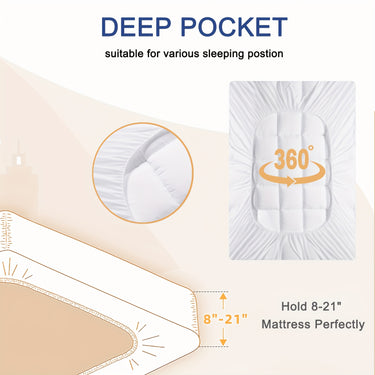 MEWAY Extra Thick Quilted Mattress Topper – Cooling Comfort Pad with Diamond Stitch, 8–21" Deep Pocket Fit