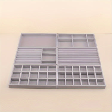 6-Piece Fabric Jewelry Organizer Tray Set – Multi-Sectional Storage for Necklaces, Rings Lamp