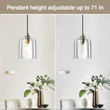 Modern Brass & Crystal Pendant Light – Adjustable Glass Chandelier for Kitchen Islands, Dining & Living Spaces