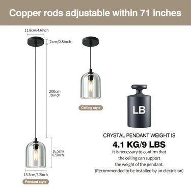 Modern Brass & Crystal Pendant Light – Adjustable Glass Chandelier for Kitchen Islands, Dining & Living Spaces