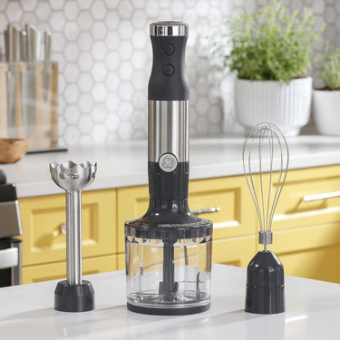 Ultimate Immersion Blender for Versatile Kitchen Use - Ideal for Smoothies, Baby Food, and More! Features Whisk, Blending Jar, 2-Speed Settings, and 500 Watts of Power.