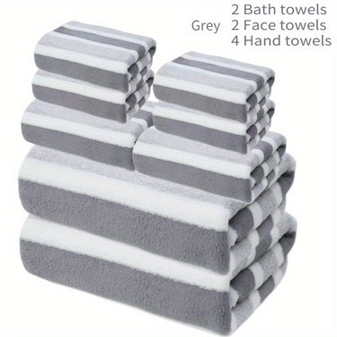 8-Piece Microfiber Bath Towel Set – Super Soft, Super Absorbent, Two-Tone Striped Design