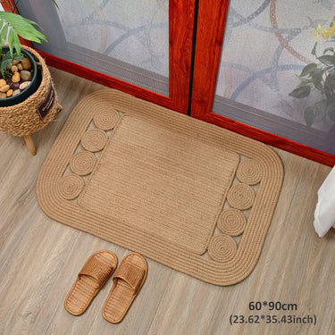 Bohemian Jute Area Rug – Braided Design, Non-Slip, Foldable, Low Pile