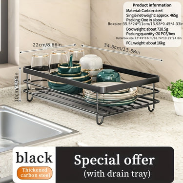 2-Tier Dish Drying Rack - Dish Rack with Drainboard & Mat, Knife, Fork & Cup Rack