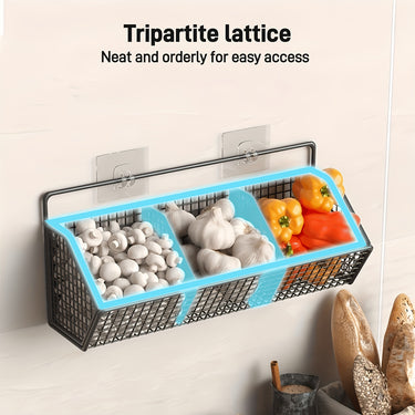 [1pc Multi-Purpose Storage Basket - Wall Mounted Kitchen Storage Basket - Storage Rack for Garlic, Onions & Vegetables - Durable Shelf Bins