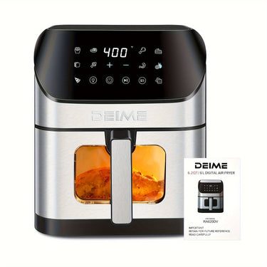 Powerful Oilless Air Fryer – 1500W 6.2QT Large Capacity with 10 Presets, Viewing Window & Non-Stick Basket