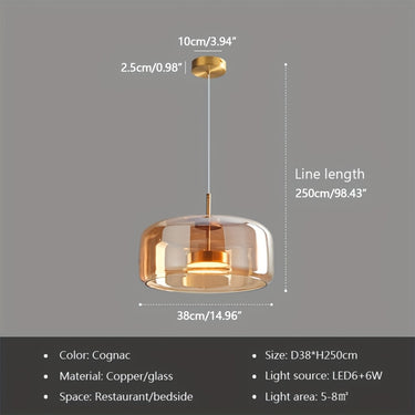 Modern LED Pendant Chandelier – Polished Finish with Handmade Glass Shade (Bulb Included)