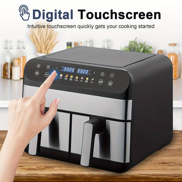 Smart Digital Air Fryer Oven-1800W Digital - 9L (4.5L+4.5L) Smart Tabletop Oven, LED Touch Screen