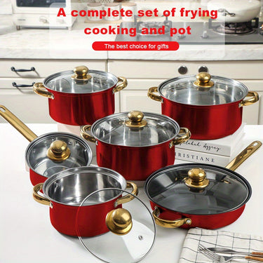 12-Piece Stainless Steel Cookware Set – Non-Stick, Heat Resistant, Induction Compatible
