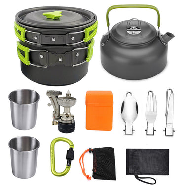 Portable Camping Cooker Stove Set with High-Grade Alumina and Stainless Steel – 2-3 Person Cookware Kit | Bentalia Home