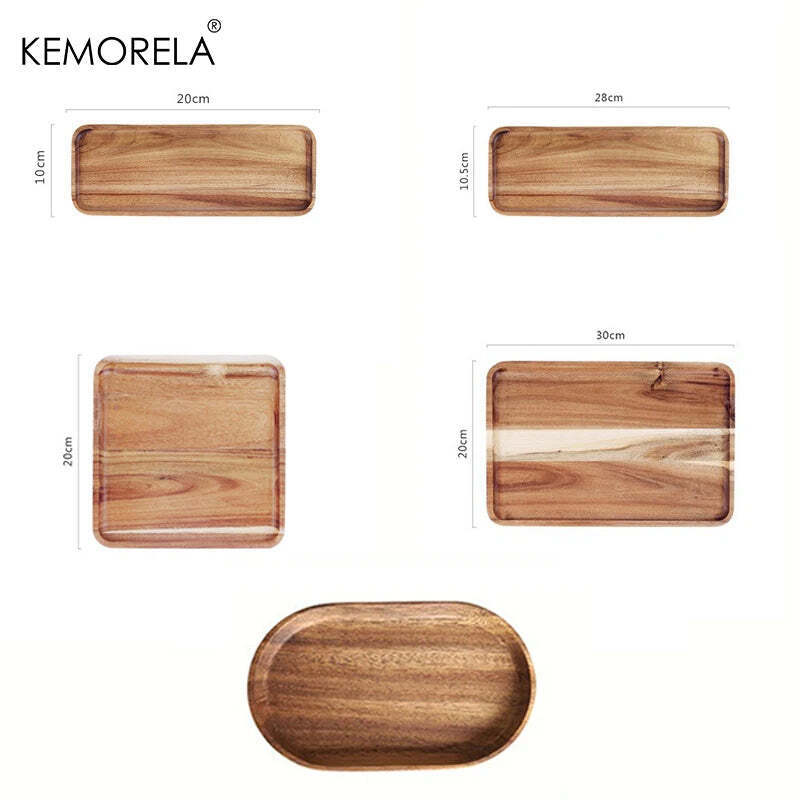 Wood Tray Food - Dessert Bamboo Kitchen Storage Accessories