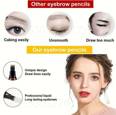 4-Point Waterproof Eyebrow Pencil - Liquid Brow Pen for Long-Lasting,