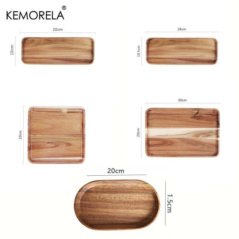 Wood Tray Food - Dessert Bamboo Kitchen Storage Accessories