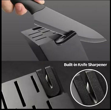 15-Piece Kitchen Knife Block Set with Cutting Board, Sharpener & Steak Knives | Bentalia Homes
