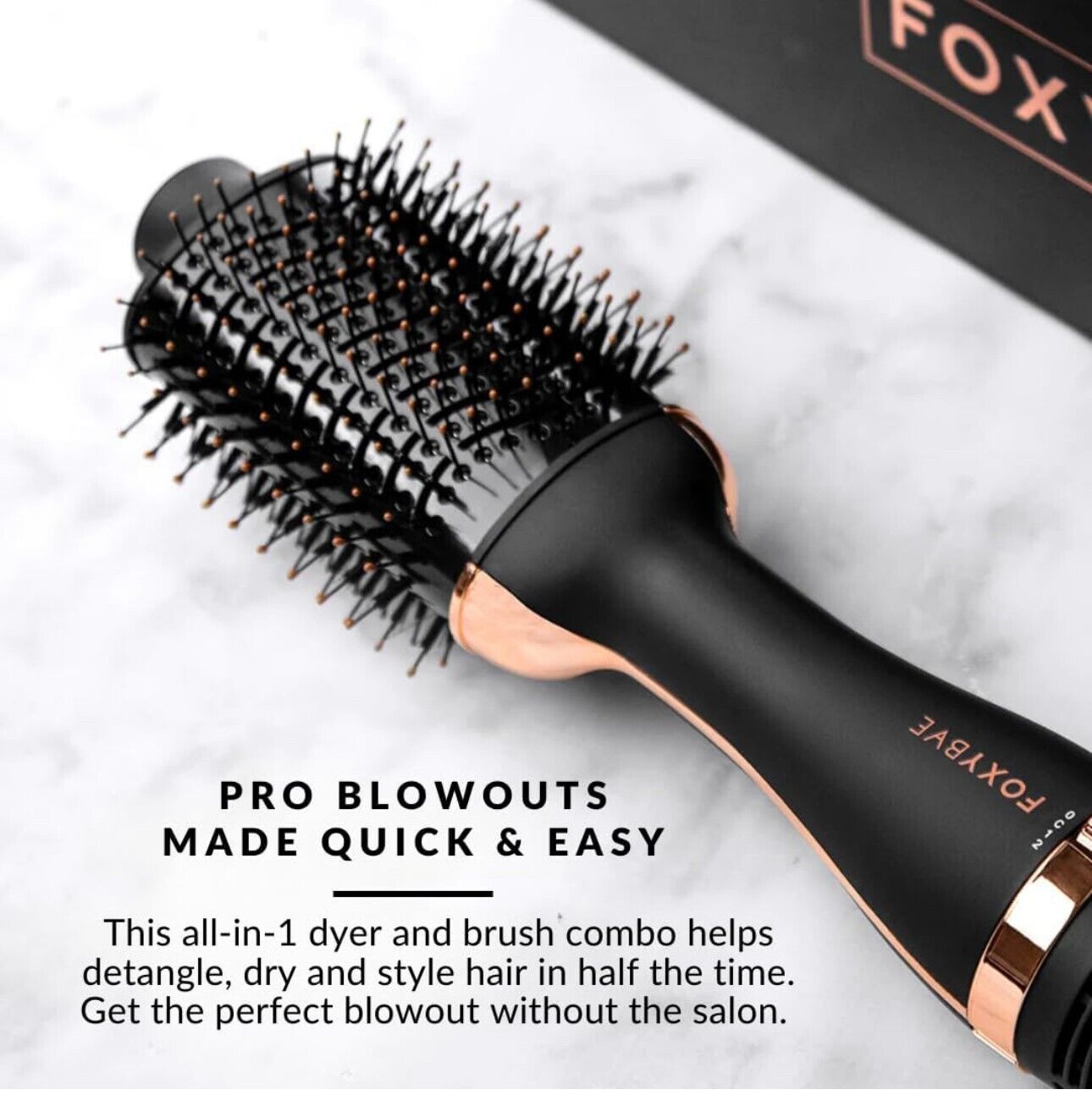 NEW FoxyBae Rose Gold Blowout Dryer Brush Professional Salon Grade