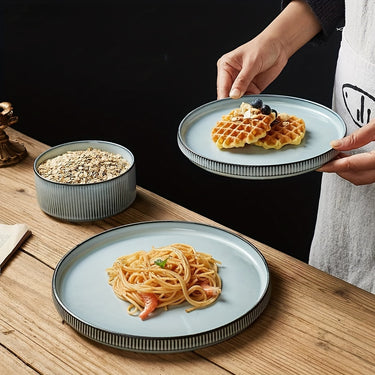 RICHMOUNT Stoneware Dinnerware Set – 12-Piece, Reactive Glaze, Service for 4