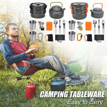 Portable Camping Cooker Stove Set with High-Grade Alumina and Stainless Steel – 2-3 Person Cookware Kit | Bentalia Home