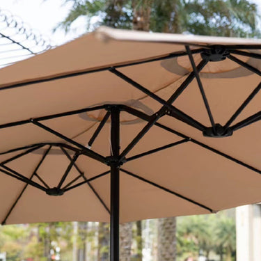 Villa Garden Outdoor Sun Umbrella - Large 455x265x245cm Manual Open, White, Durable Nylon Fabric | Bentalia Home