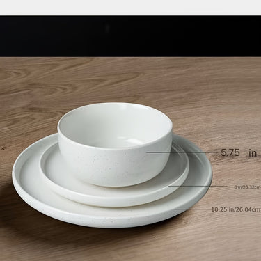 RICHMOUNT Stoneware Dinnerware Set – 12-Piece, Speckled Design, Service for 4