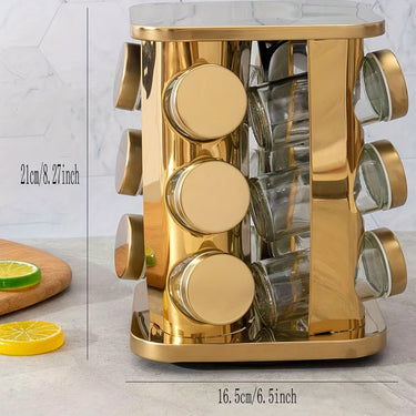 1pc Spice Racks, 360° Rotating Spice Rack, Household Rotating Seasoning Jar, Stainless Iron Spice Shelf, Kitchen Supplies