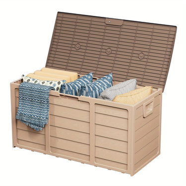 75-Gallon Resin Outdoor Storage Box – Deck Box with Handles, Easy Assembly