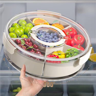 Rotating Snack Tray with Lid and Handle – Multi-Compartment PP Organizer for Parties & Picnics