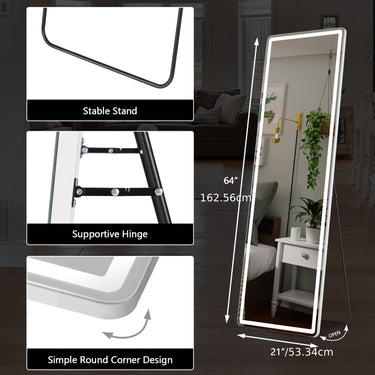 Full-Length Floor Mirror – Aluminum Frame, Rectangular Design, Floor Standing